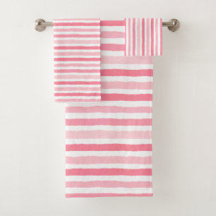 It's a Girl: Pink Stripes Pattern Bath Towel Set