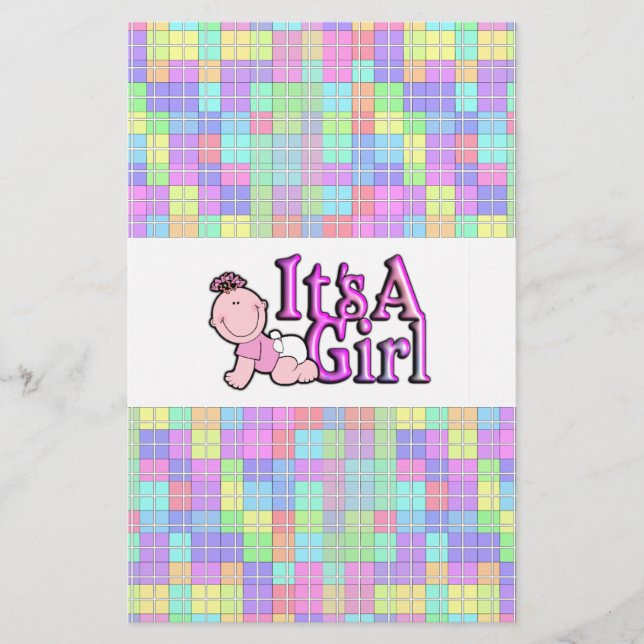 It's A Girl Pink Text w/ Baby Candy Bar Wrapper (Front)