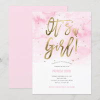 Its a girl, pink, Watercolor, Baby Girl Shower