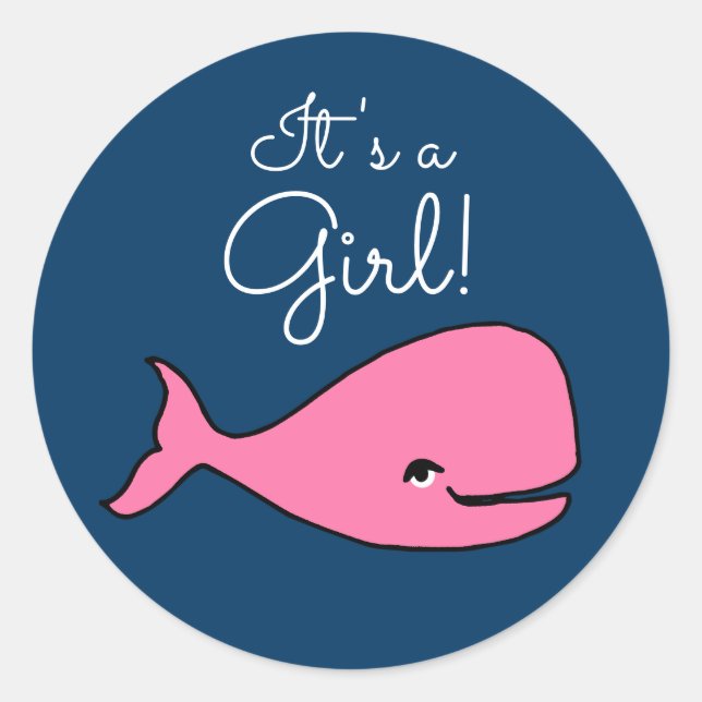 It's a Girl Pink Whale Sticker (Front)