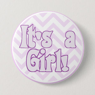 It's a Girl Pink Zigzag Announcement 7.5 Cm Round Badge