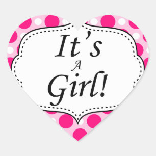 Its A Girl Polka Dot Milestone Heart Sticker