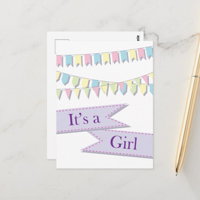It's A Girl Postcard (Front/Back In Situ)