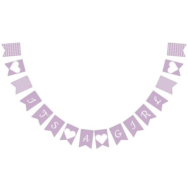 Its A Girl Preppy Purple Banner  Bunting (All)
