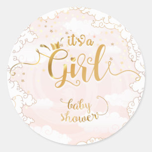 Its a Girl- Princess Baby Shower Classic Round Sticker