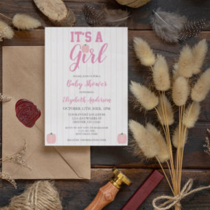 It's A Girl Pumpkin Baby Shower Invitation