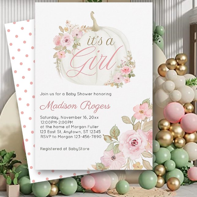 Its a Girl - Pumpkin Rose Baby Shower Invitation (Creator Uploaded)