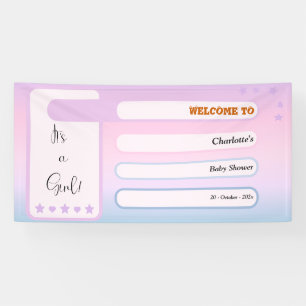 It's A Girl! Purple Gradient Cute Baby Shower Banner