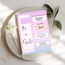 It's A Girl! Purple Gradient Cute Baby Shower