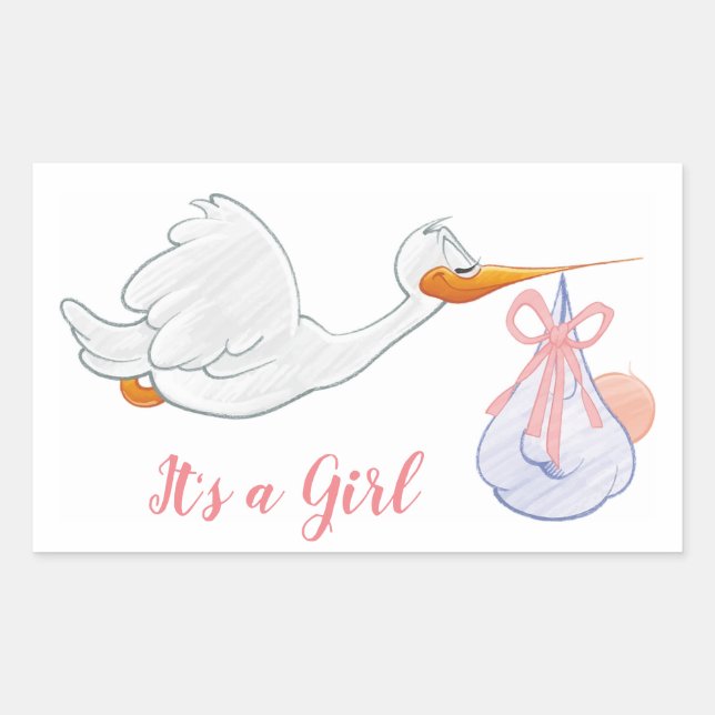 Its a Girl Rectangular Sticker (Front)