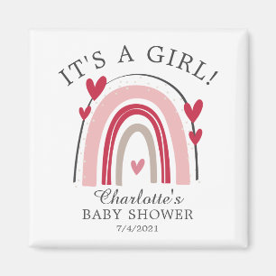 It's A Girl Red Pink Heart Rainbow Magnet