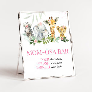 It's A Girl Safari Animals Baby Shower Mum Osa Bar Poster