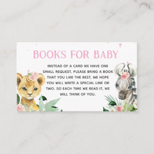 It's A Girl Safari Animals Books for Baby Enclosure Card