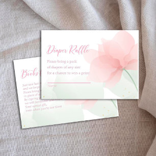 It's a Girl Soft Blush Pink Flowers Diaper Raffle Enclosure Card