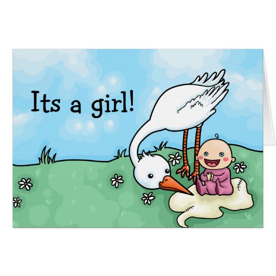 Its a girl stork delivery congratulations card