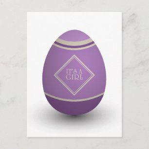 it's a girl stork egg announcement postcard