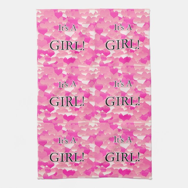 It's A Girl! Tea Towel (Vertical)