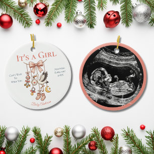 Its a Girl Ultrasound Pregnancy Announcement Baby Ceramic Ornament