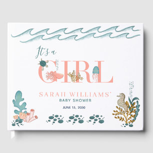 It's a Girl Under the Sea Coral Baby Shower Guest Book