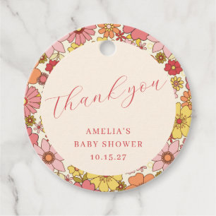 It's a Girl Vintage Pink Floral Baby Shower Custom Favour Tags