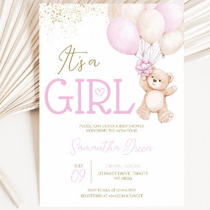 It's a Girl We Can Bearly Wait Baby Shower Invitation