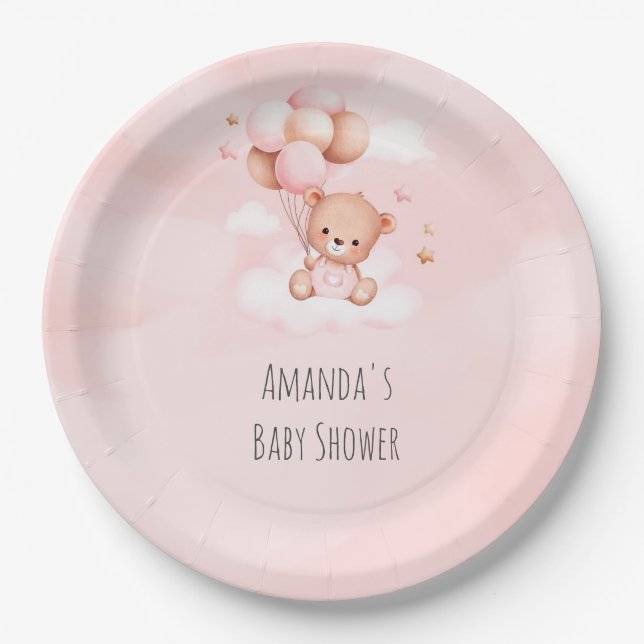 It's A Girl, We Can Bearly Wait!  Bay Shower Plate (Front)