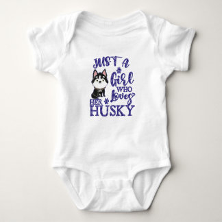 Its a girl who loves her husky, dog lovers, eskimo baby bodysuit