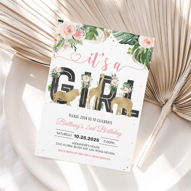 It's A Girl Wild One Baby Shower Invitation (Creator Uploaded)