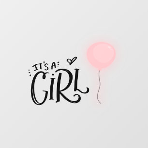 It's A Girl with Pink Balloon Baby 
