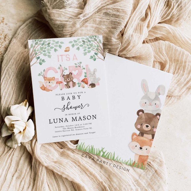 Its a Girl Woodland Baby Shower Invitation (Creator Uploaded)