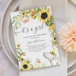 It's A Girl Wreath Sunflower Elephant Baby Shower Invitation<br><div class="desc">It's A Girl Wreath Sunflower Elephant Baby Shower Invitation
Personalise this lovely Floral Elephant Baby Shower Invitation with your baby shower details easily and quickly, </div>