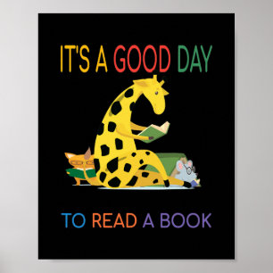 It's A Good Day To Read A Book Giraffe Reading Poster