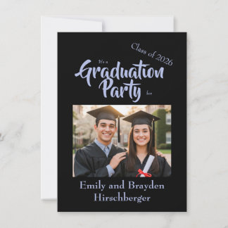 It's a Graduation Party - Black w/Photo Invitation