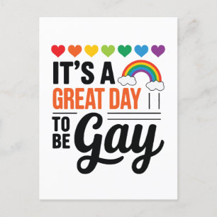 it's a great day to be gay holiday postcard