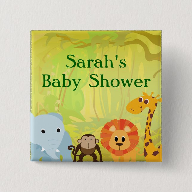 It's A Jungle Baby Shower 15 Cm Square Badge (Front)