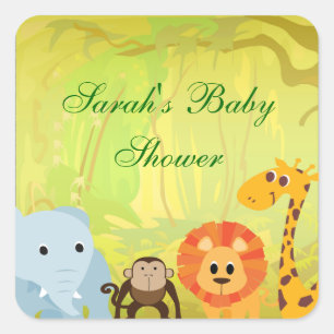 It's A Jungle Baby Shower Square Sticker