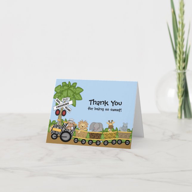 It's a Jungle Baby Train Baby Shower Thank You (Front)