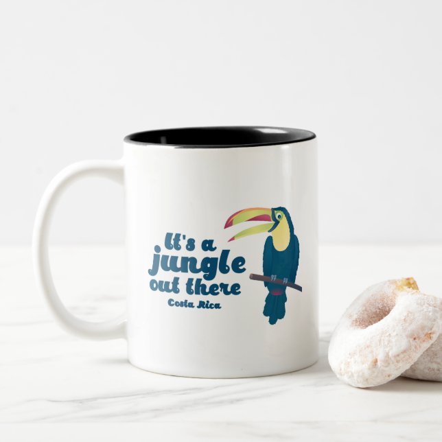 It's a Jungle Out There Toucan Costa Rica Coffee Two-Tone Coffee Mug (With Donut)