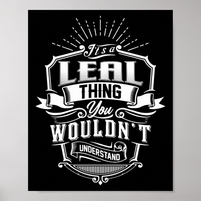 It's A Leal Thing You Wouldn't Understand Name Vin Poster (Front)