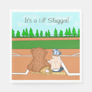 It's a Lil' Slugger Boy's Baseball Baby Shower Napkin
