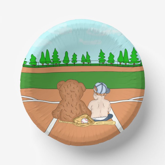 It's a Lil' Slugger Boy's Baseball Baby Shower   Paper Plate (Front)