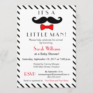 It's A Little Man Moustache and Bowtie Announcemen Invitation