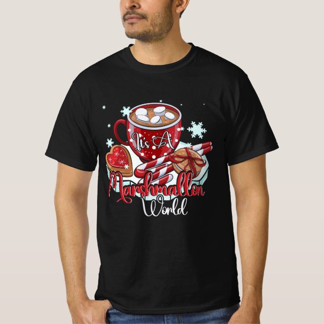 It's A Marshmallow World Merry Christmas Hot Cocoa T-Shirt (Front)