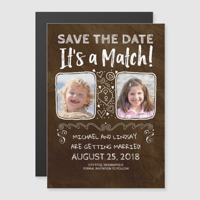 It's a Match - Funny Save the Date Photo Magnetic Invitation (Front/Back)