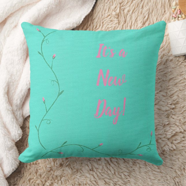 It's a New Day, Pink Flower Buds Custom Pillows (Blanket)
