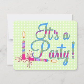 It's A Party in Green Invitation