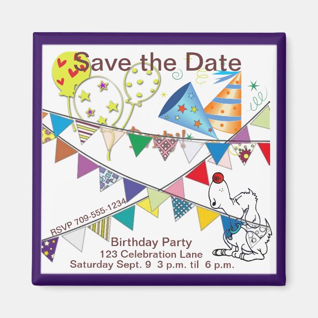 It's a Party Save the Date Magnet (Front)
