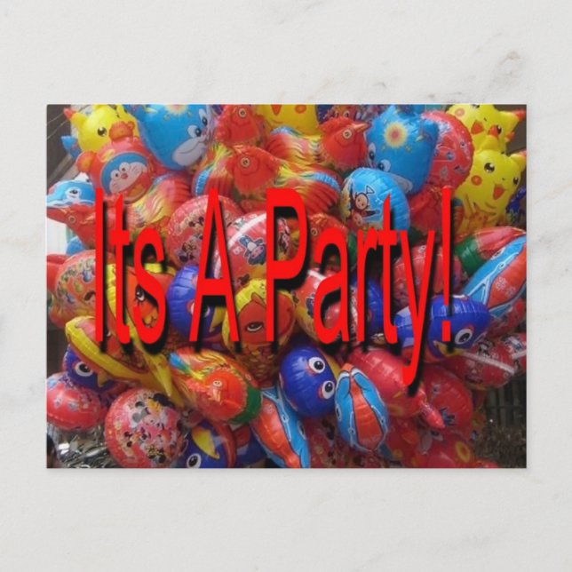 Its A Party!  Supplies Invitation Postcard (Front)