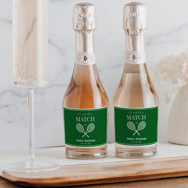 It's A Perfect Match Tennis Bachelorette Sparkling Wine Label (Creator Uploaded)