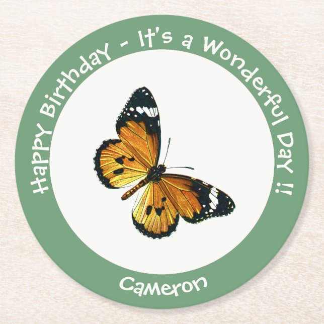 It's a Plain Tiger / African Queen Butterfly Party Round Paper Coaster (Front)